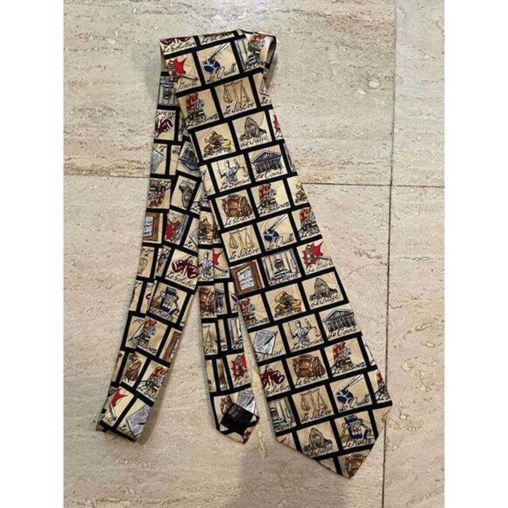 les montreus Men's 100% Silk Necktie Rare Abstract Objects
